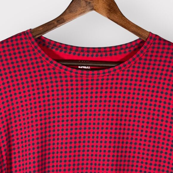 Lands' End Top Women L Red Check Long Sleeve‎ Round Neck Q51 - Picture 2 of 14